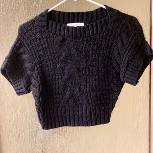 Charlotte Russe Black crop sweater shirt L Large